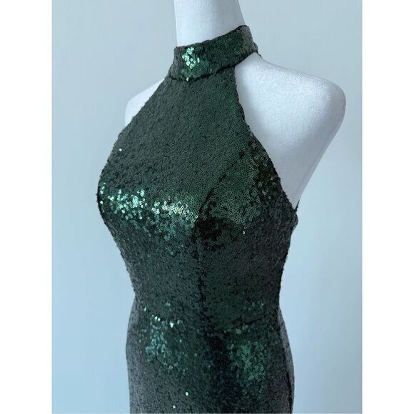 REVELRY Tori Fully Sequin Maxi Dress Sz 2 / XS – Halter Backless Gala Wedding - Picture 5 of 9